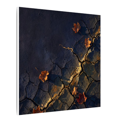 Cracked Earth Canvas Art | Autumn Dark Japandi Dark Texture Art