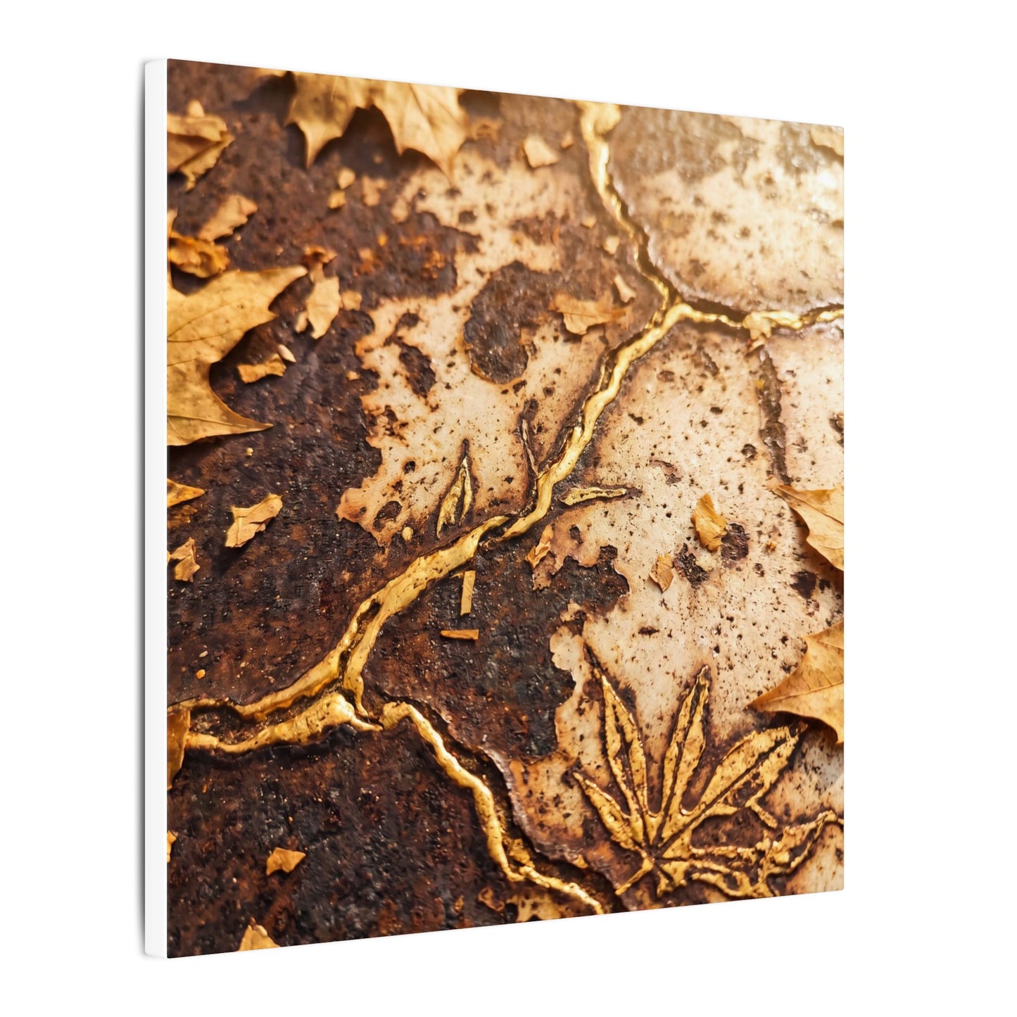 Kintsugi Rust Patina in Golden Hour | Gold Vein Canvas Art