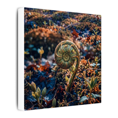 Kintsugi Fern Unfurling in Dappled | Gold Vein Canvas Art