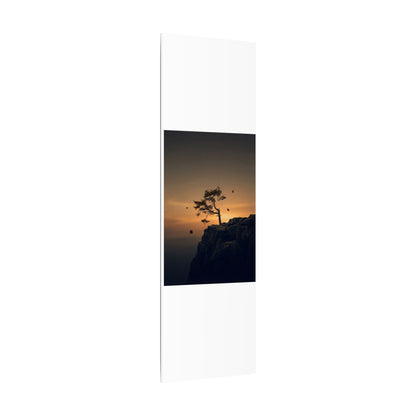 Dark Japandi Pine Tree in Golden Hour | Moody Minimal Canvas Art