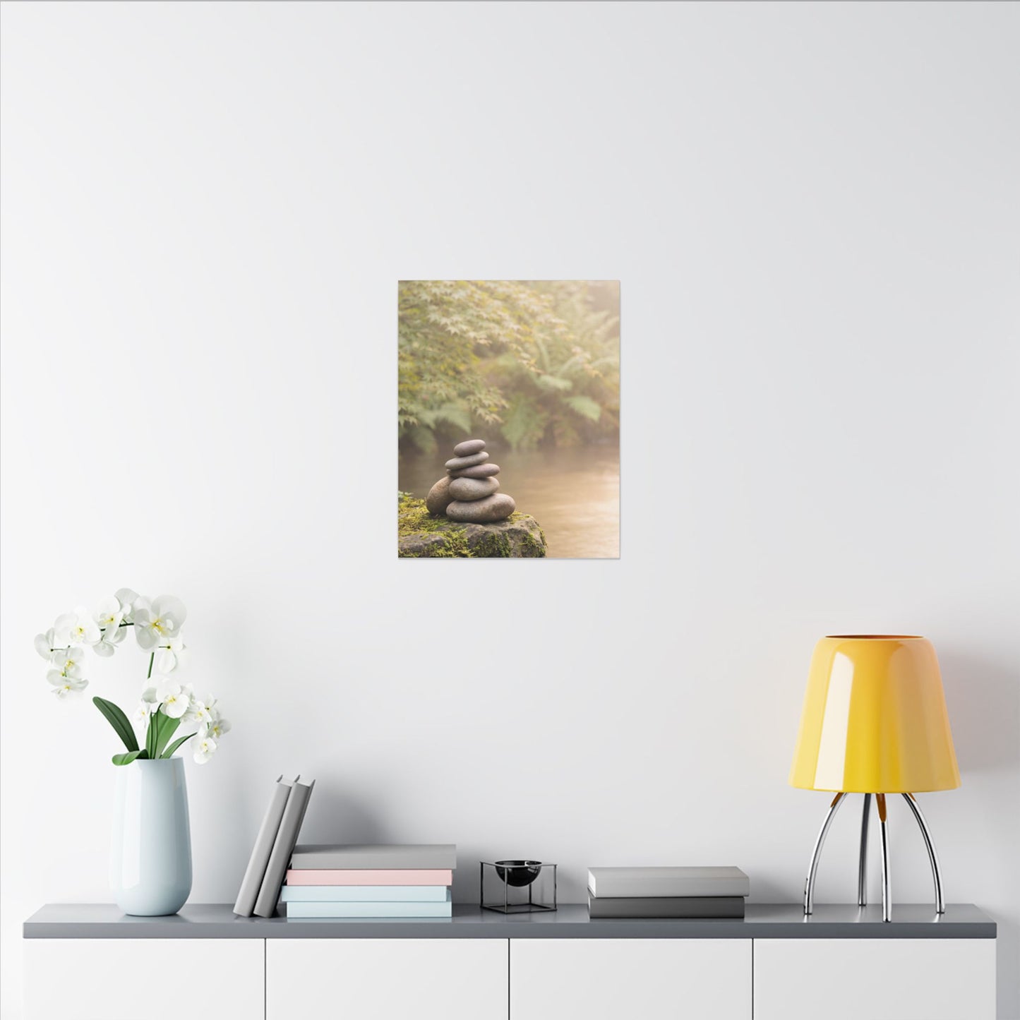 Cozy River Stones Canvas Art - Japanese Pattern Japandi