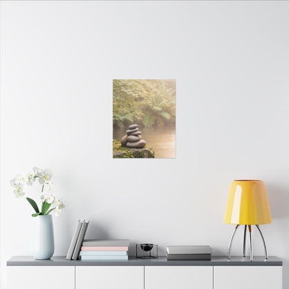 Cozy River Stones Canvas Art - Japanese Pattern Japandi