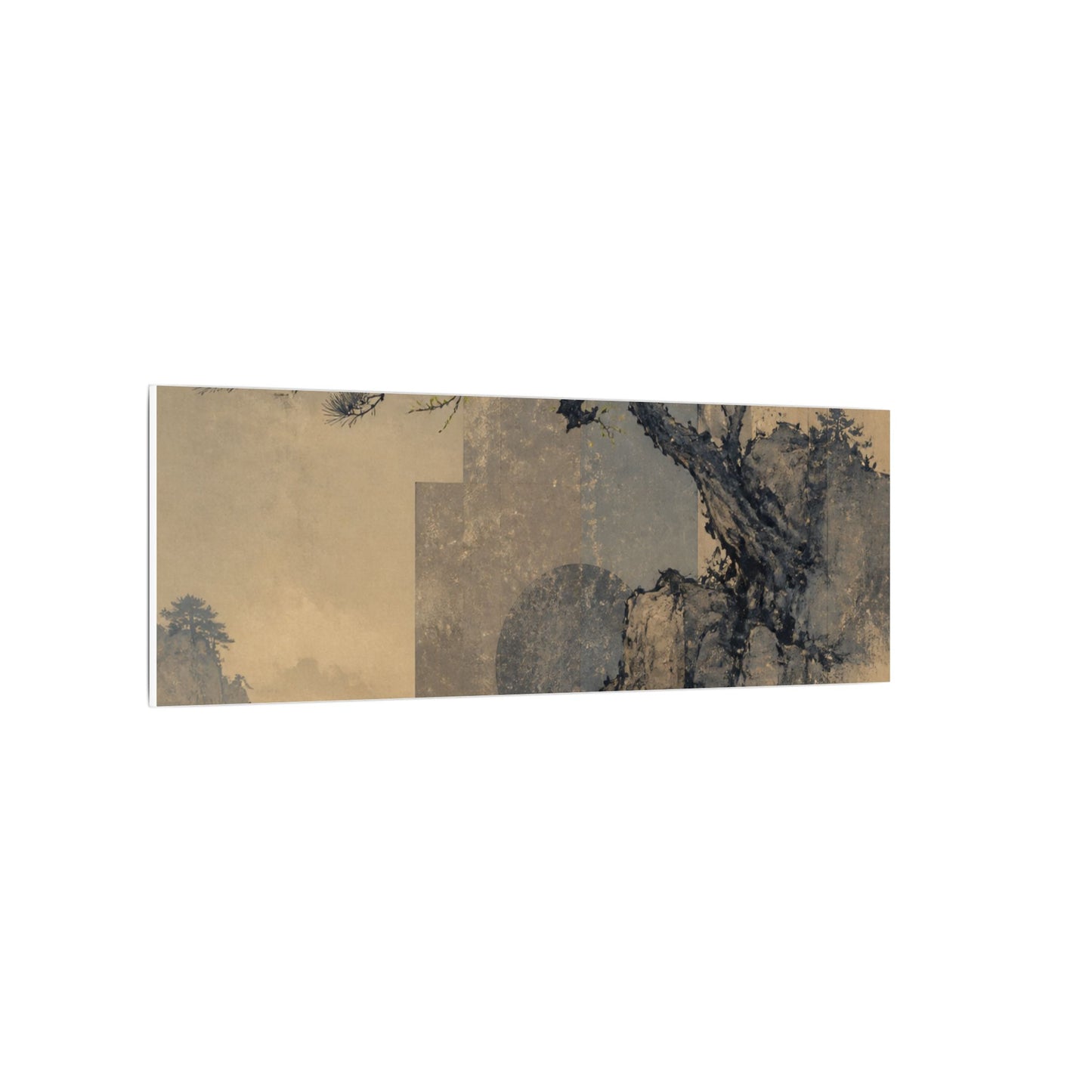 Japandi Pine Tree in Moonlight | Japanese Pattern Canvas Art