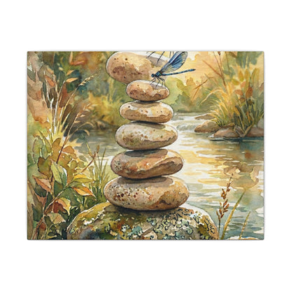 River Stones Summer Canvas Art | Japandi Cozy Design