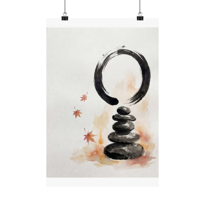 Tranquil River Stones Wall Art Print - Enso Zen Art Print
