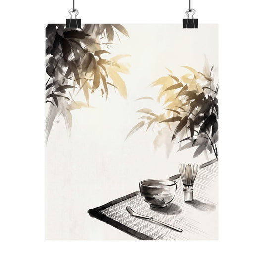 Tea Ceremony Wall Art Print | Summer Zen Sumi E Art