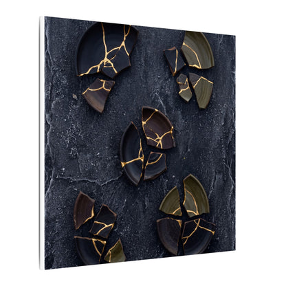 Broken Pottery Canvas Art | Winter Dark Japandi Shadow Zen Art