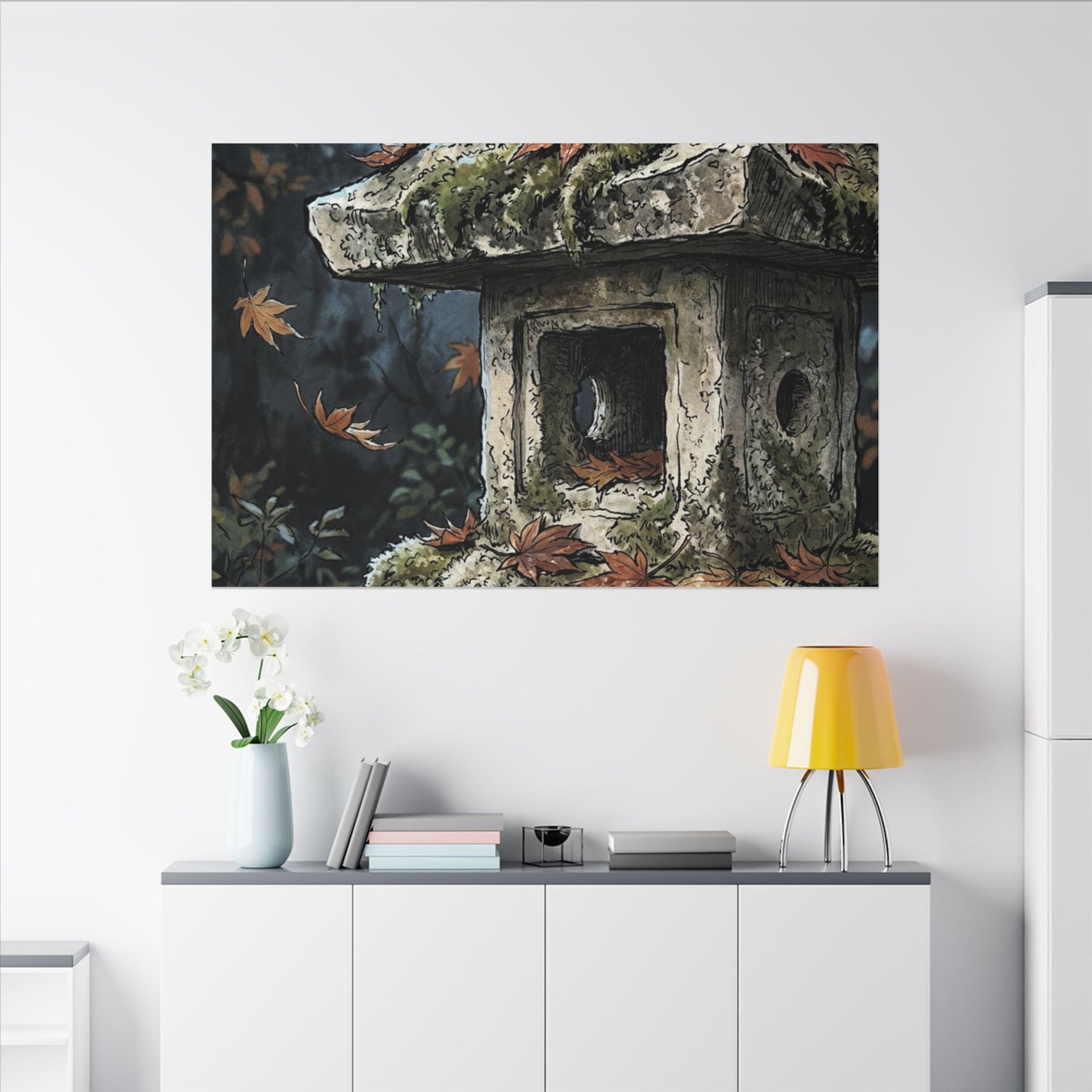 Shibui Stone Lantern Canvas Art - Japandi Minimal Line