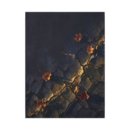 Cracked Earth Canvas Art | Autumn Dark Japandi Dark Texture Art