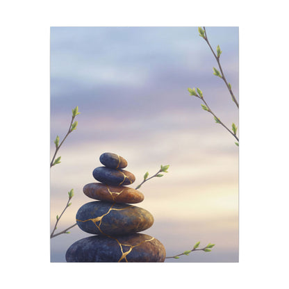 Spring River Stones Gold Vein Canvas Art | Philosophical Decor