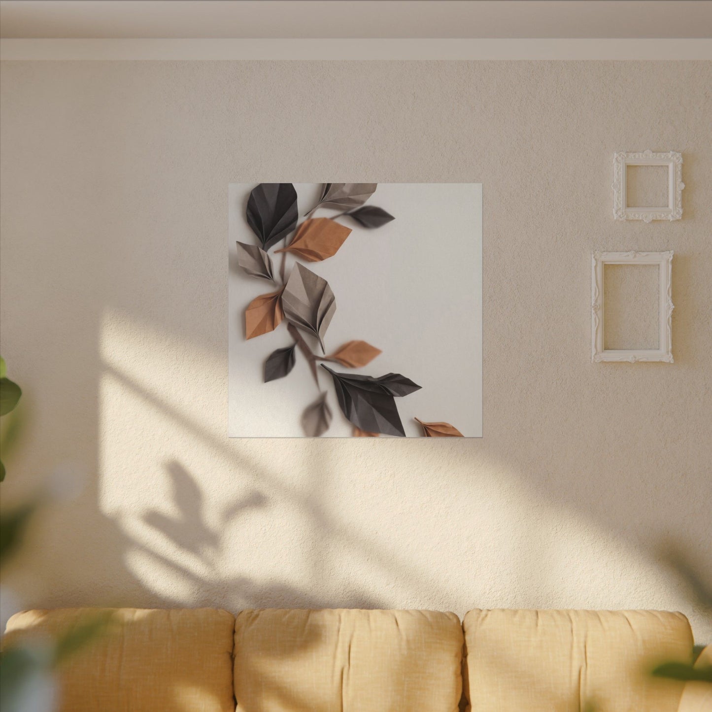 Paper Fold Autumn Canvas Art | Japandi Earthy Design
