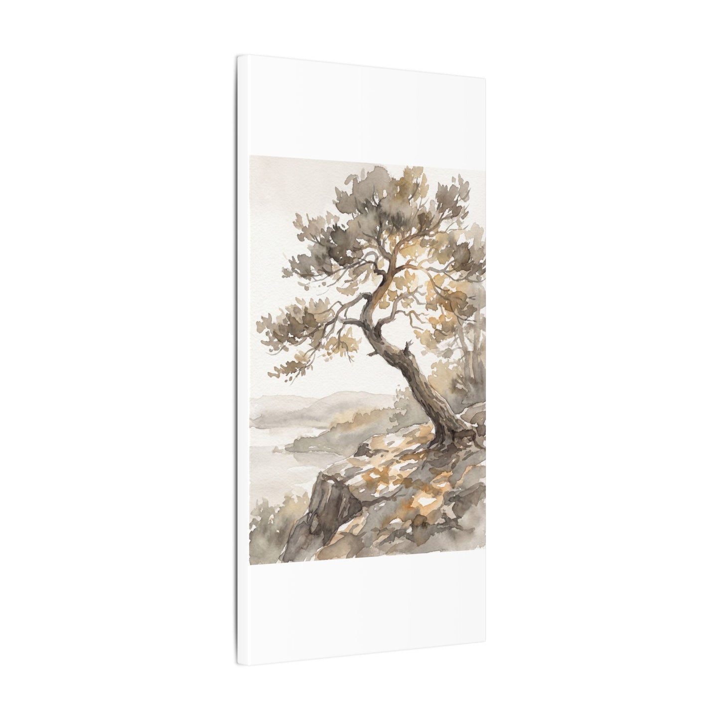 Pine Tree Watercolor Canvas Art | Elegant Japandi Art