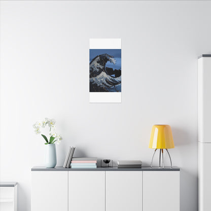 Ocean Wave Canvas Art | Winter Kintsugi Gold Repair Art