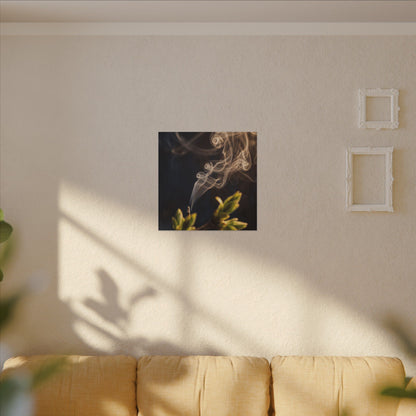 Incense Smoke Spring Canvas Art | Dark Japandi Atmospheric Design