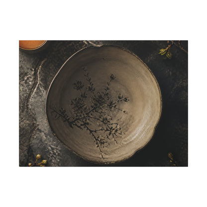 Ceramic Bowl Spring Canvas Art | Japandi Earthy Design