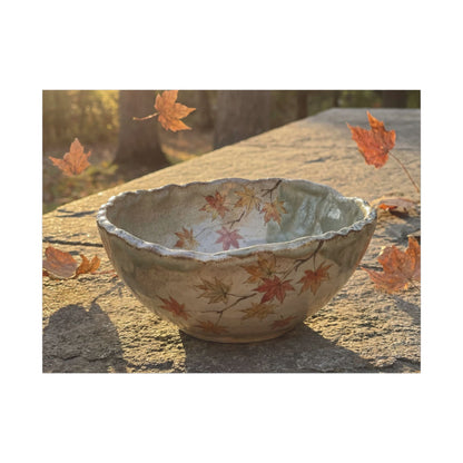 Japandi Ceramic Bowl in Golden Hour | Japanese Pattern Canvas Art