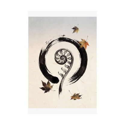 Autumn Fern Unfurling Enso Wall Art Print | Peaceful Decor