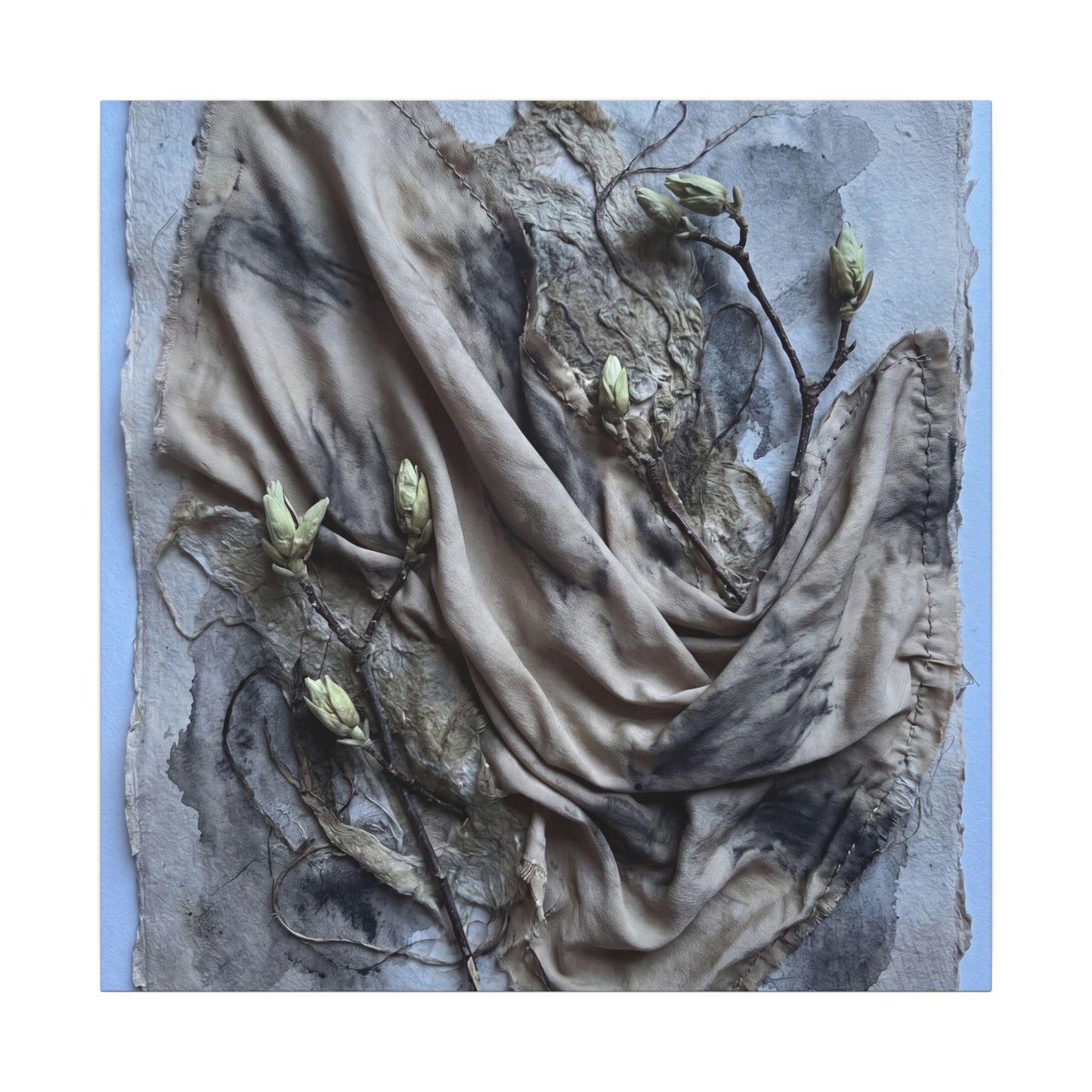 Japandi Silk Drape in Moonlight | Texture Canvas Art