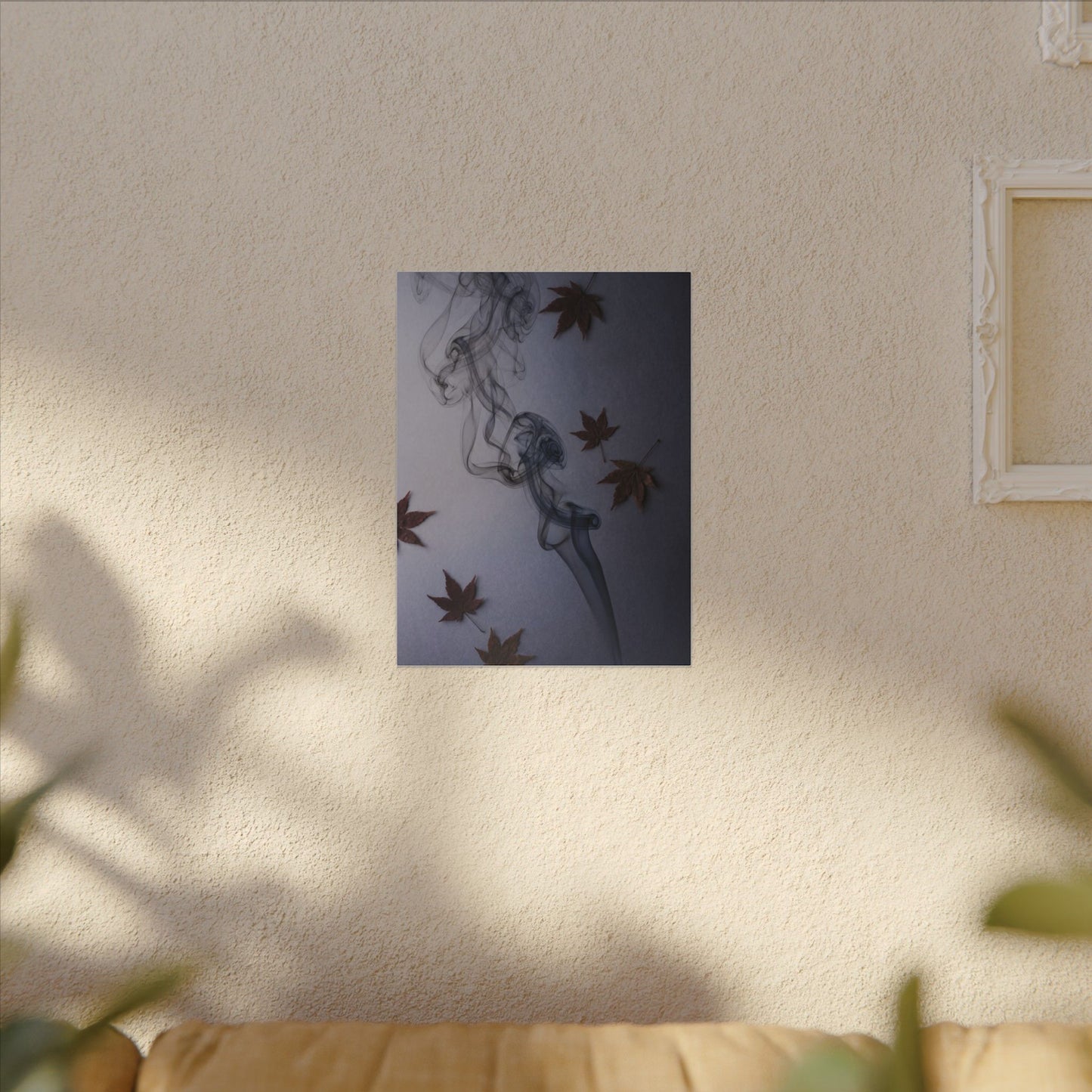 Dark Japandi Incense Smoke in Dawn | Moody Minimal Canvas Art