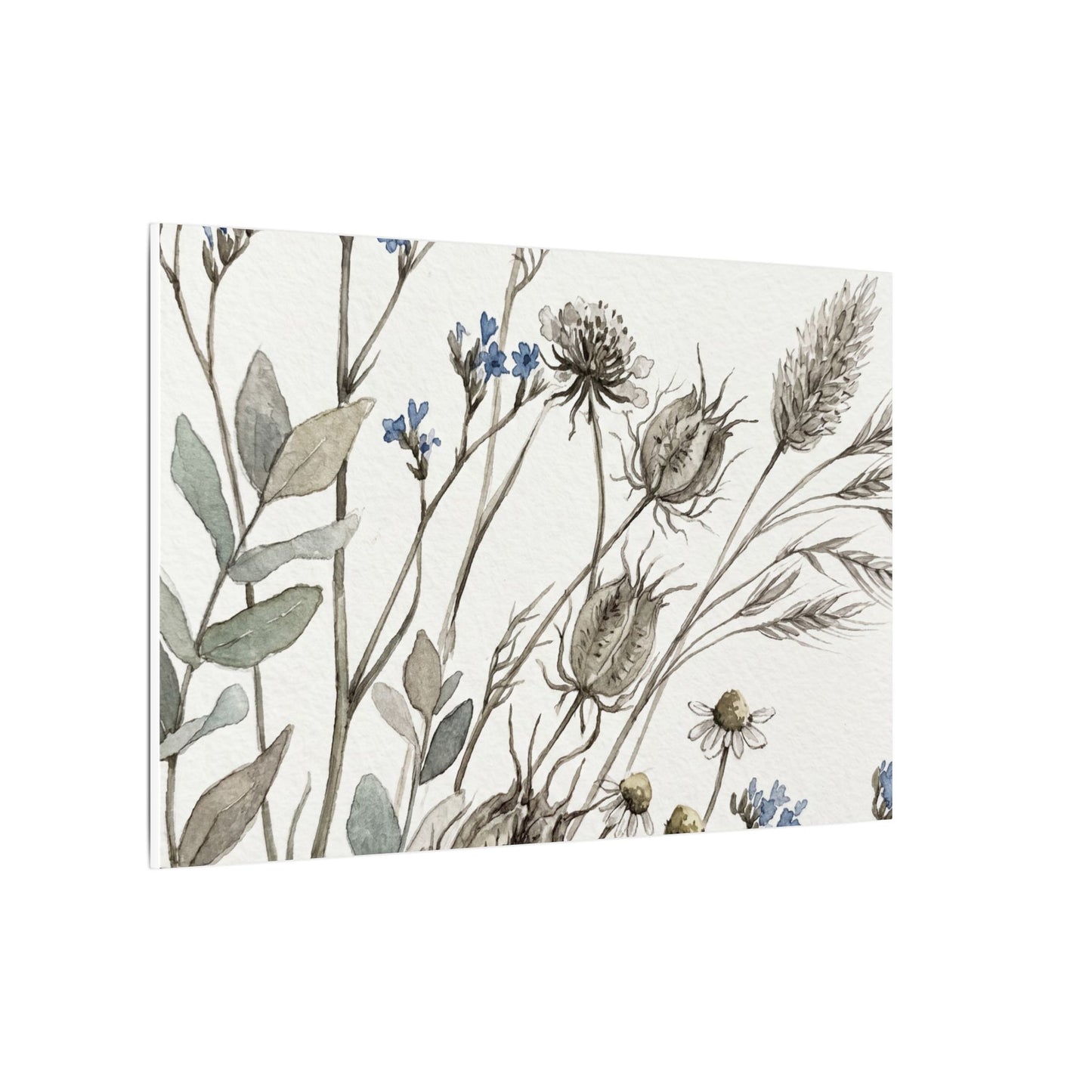 Dried Flowers Canvas Art | Summer Japandi Watercolor Art