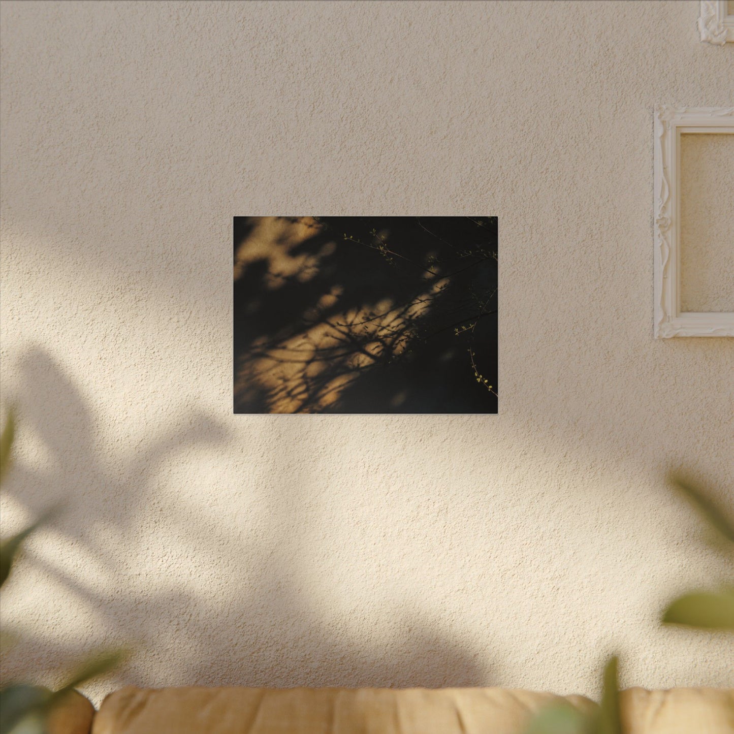 Moody Shadow Play Canvas Art - Moody Minimal Dark Japandi