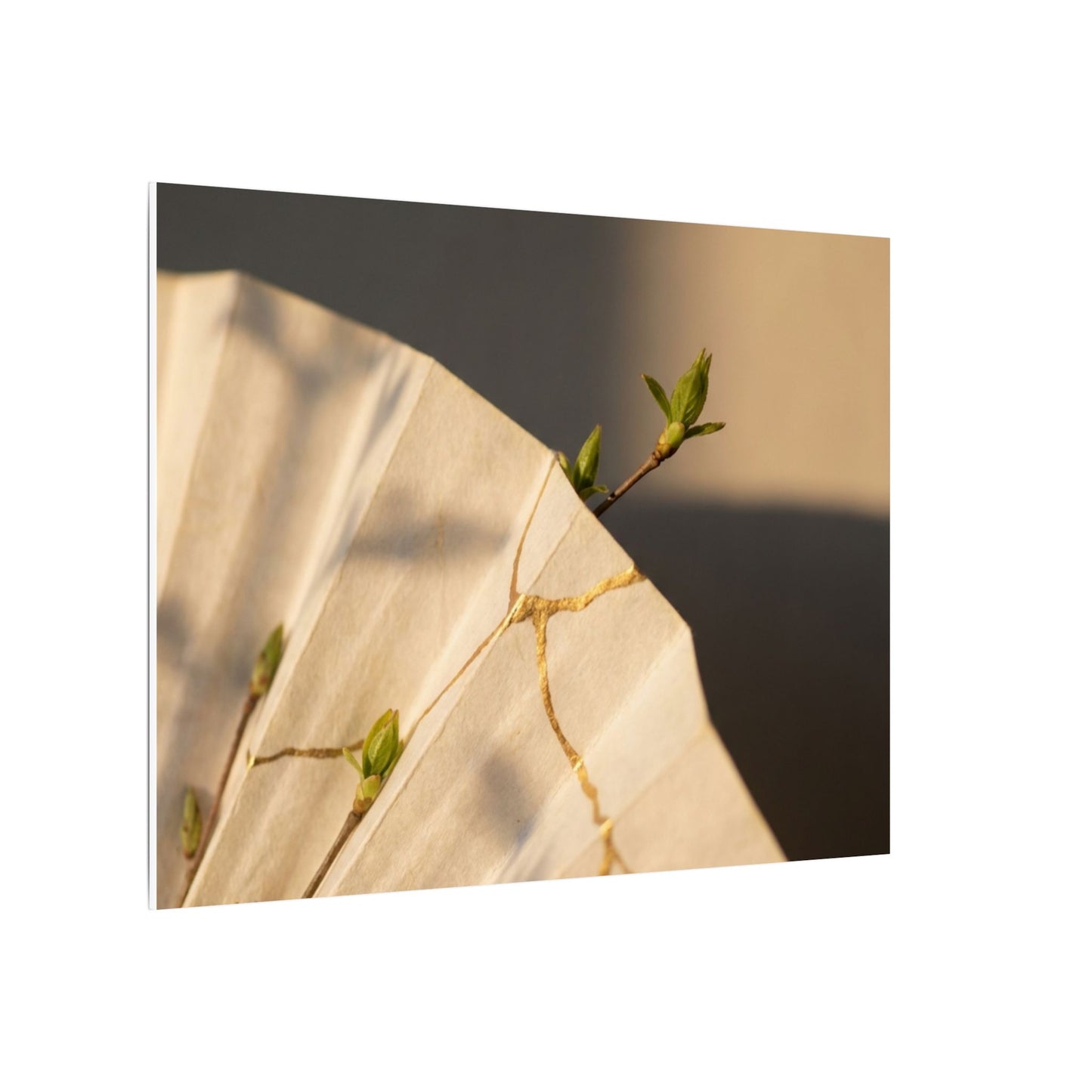 Paper Fold Gold Vein Canvas Art | Healing Kintsugi Art