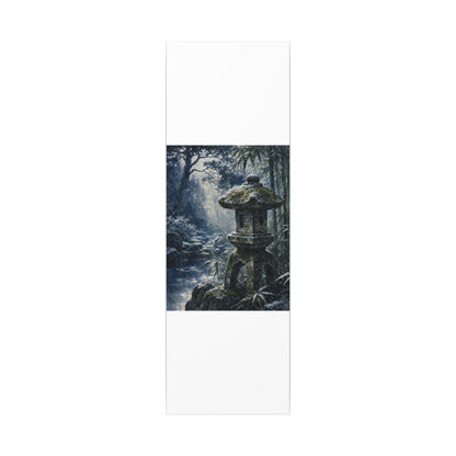 Zen Stone Lantern in Dappled | Sumi E Canvas Art