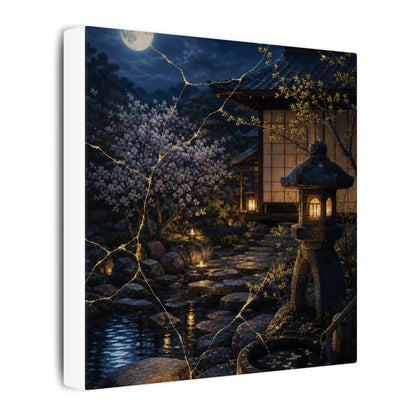 Seijaku Moonlit Garden Canvas Art - Kintsugi Gold Vein