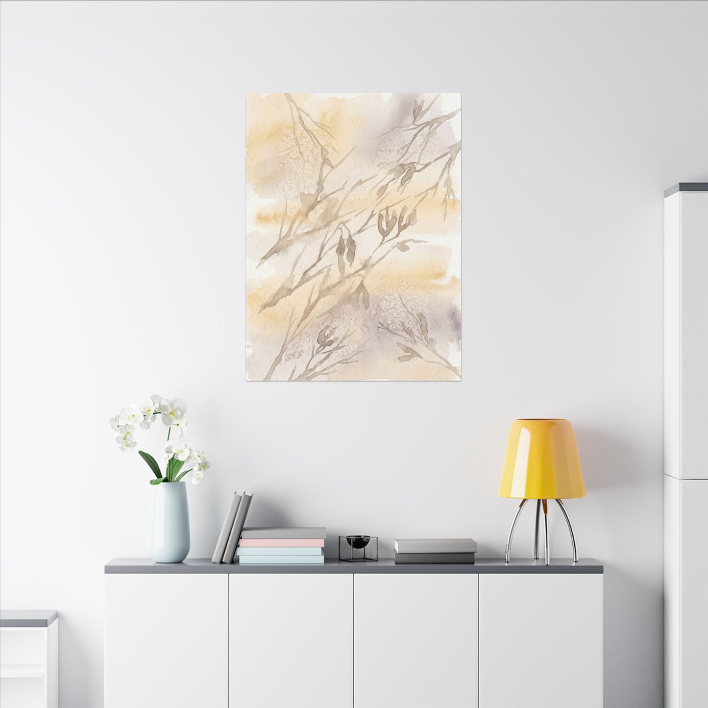 Shadow Play Winter Canvas Art | Japandi Warm Design