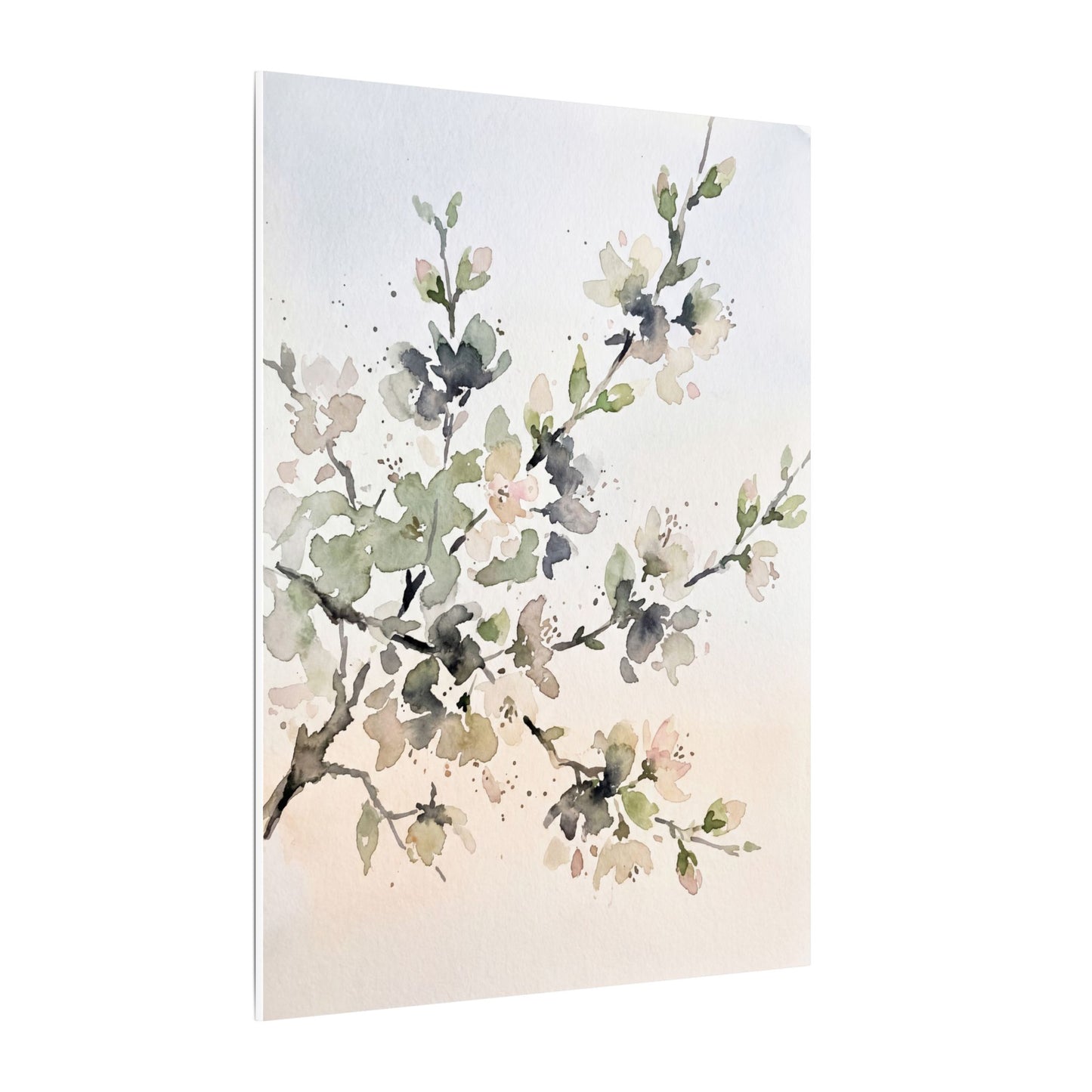Cherry Blossom Watercolor Canvas Art | Elegant Japandi Art