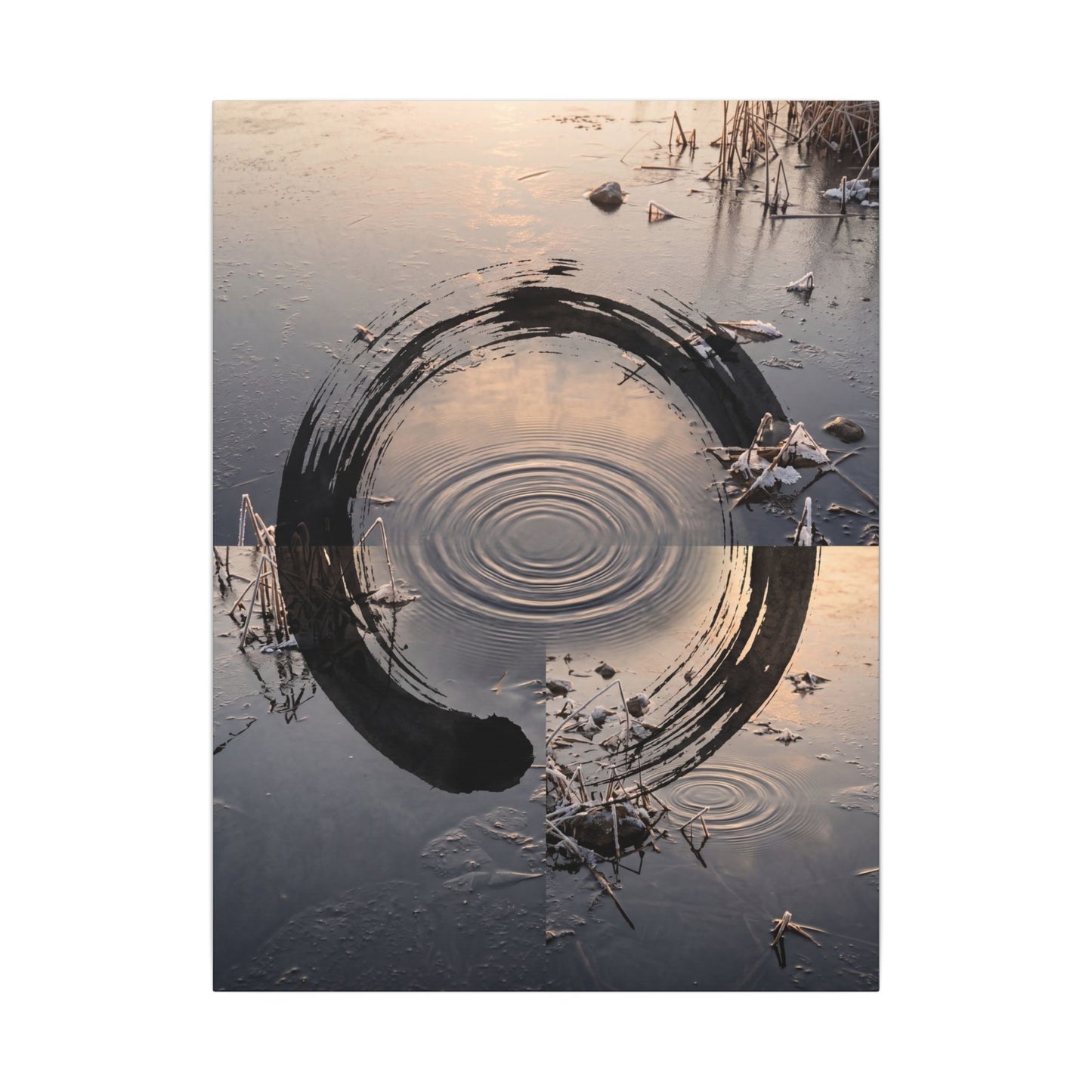 Winter Water Ripple Enso Canvas Art | Tranquil Decor