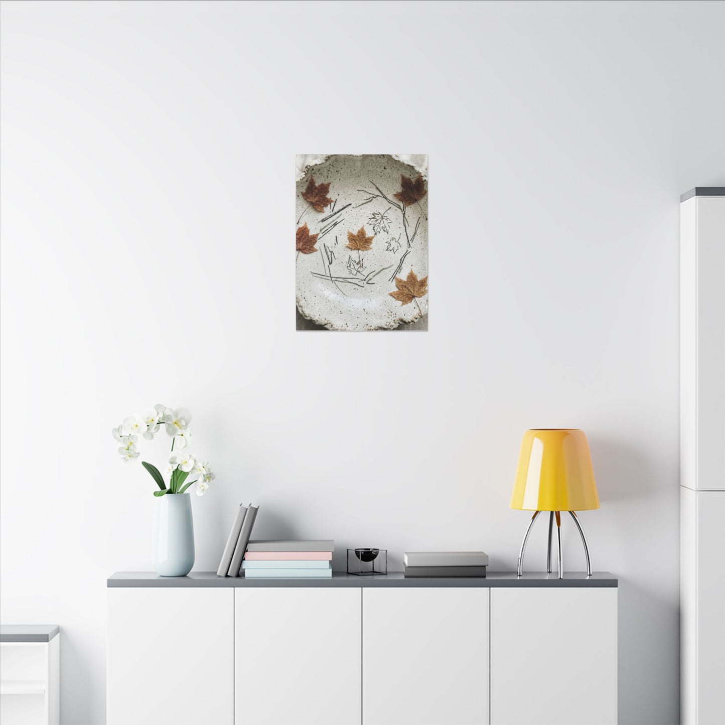 Ceramic Bowl Autumn Canvas Art | Japandi Elegant Design