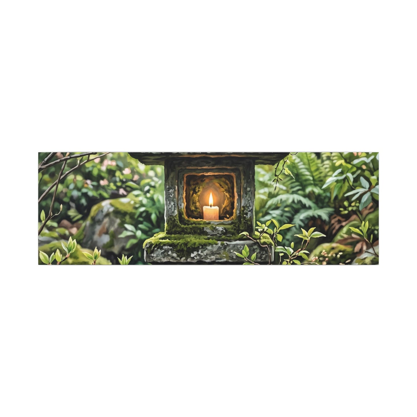Neutral Stone Lantern Canvas Art - Japanese Pattern Japandi