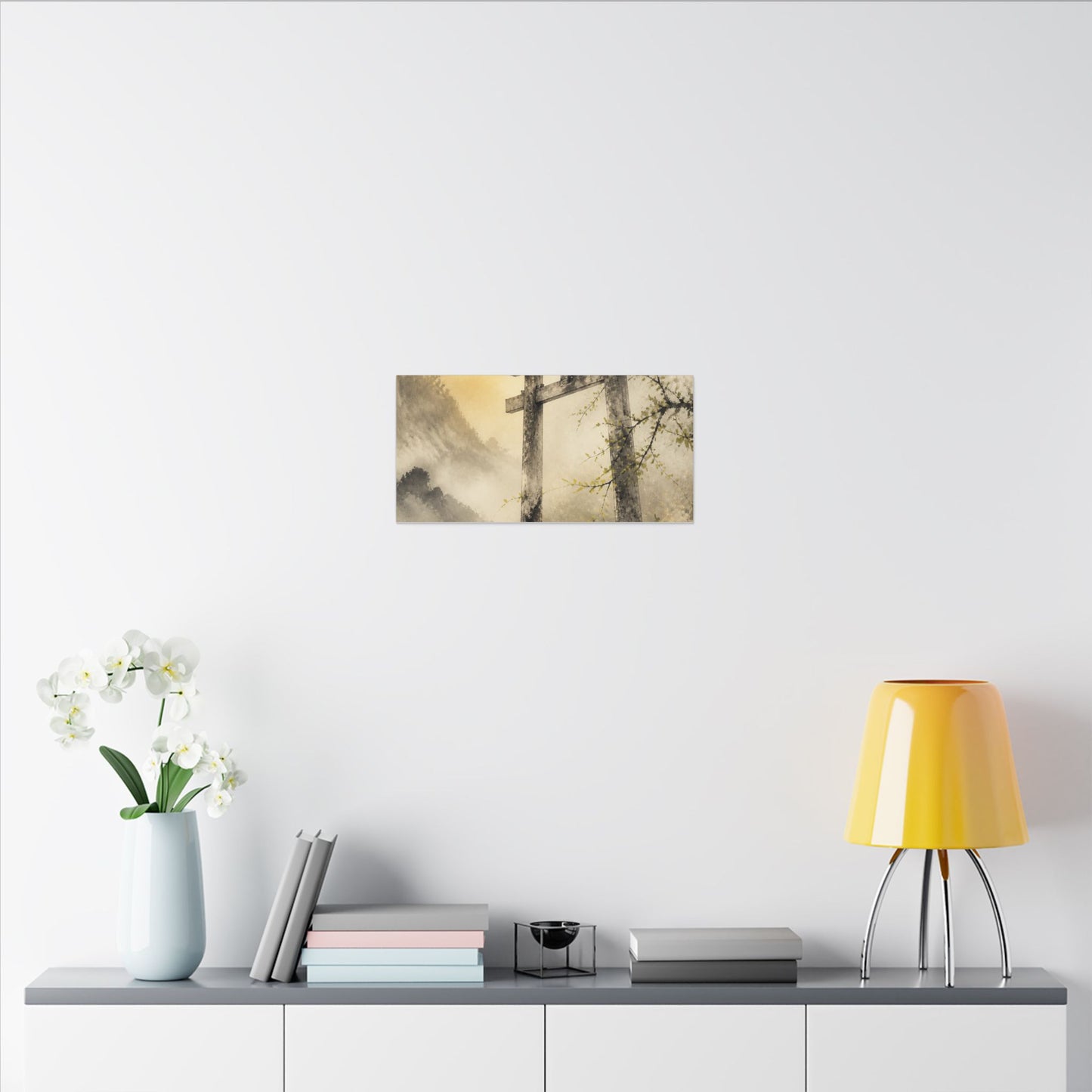 Spring Torii Gate Sumi E Canvas Art | Tranquil Decor