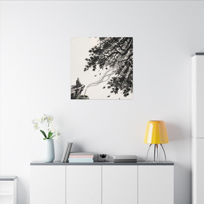 Serene Incense Smoke Canvas Art - Ukiyo E Inspired Zen