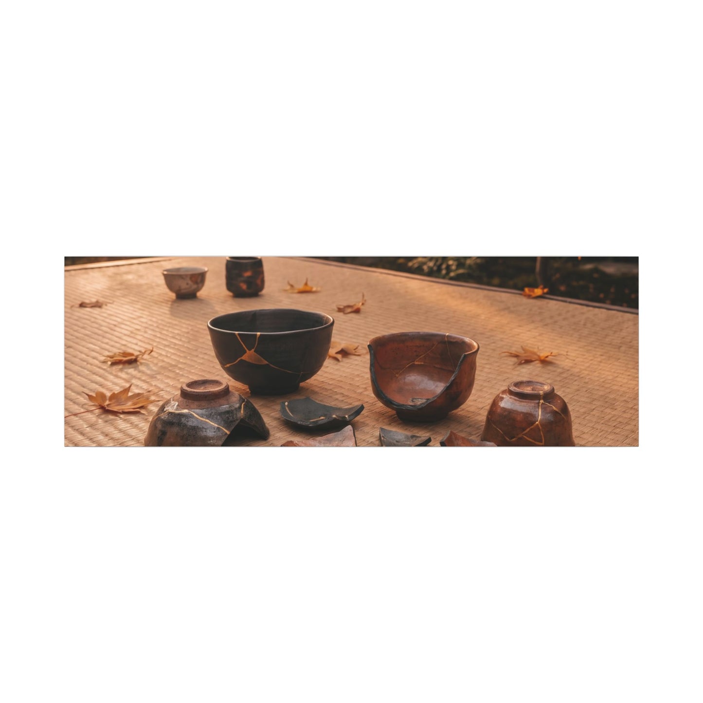 Golden Hour Tea Ceremony Canvas Art - Kintsugi Shibui