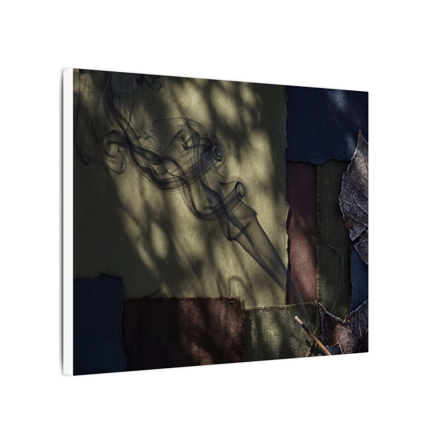 Ma Incense Smoke Canvas Art - Dark Japandi Dark Texture