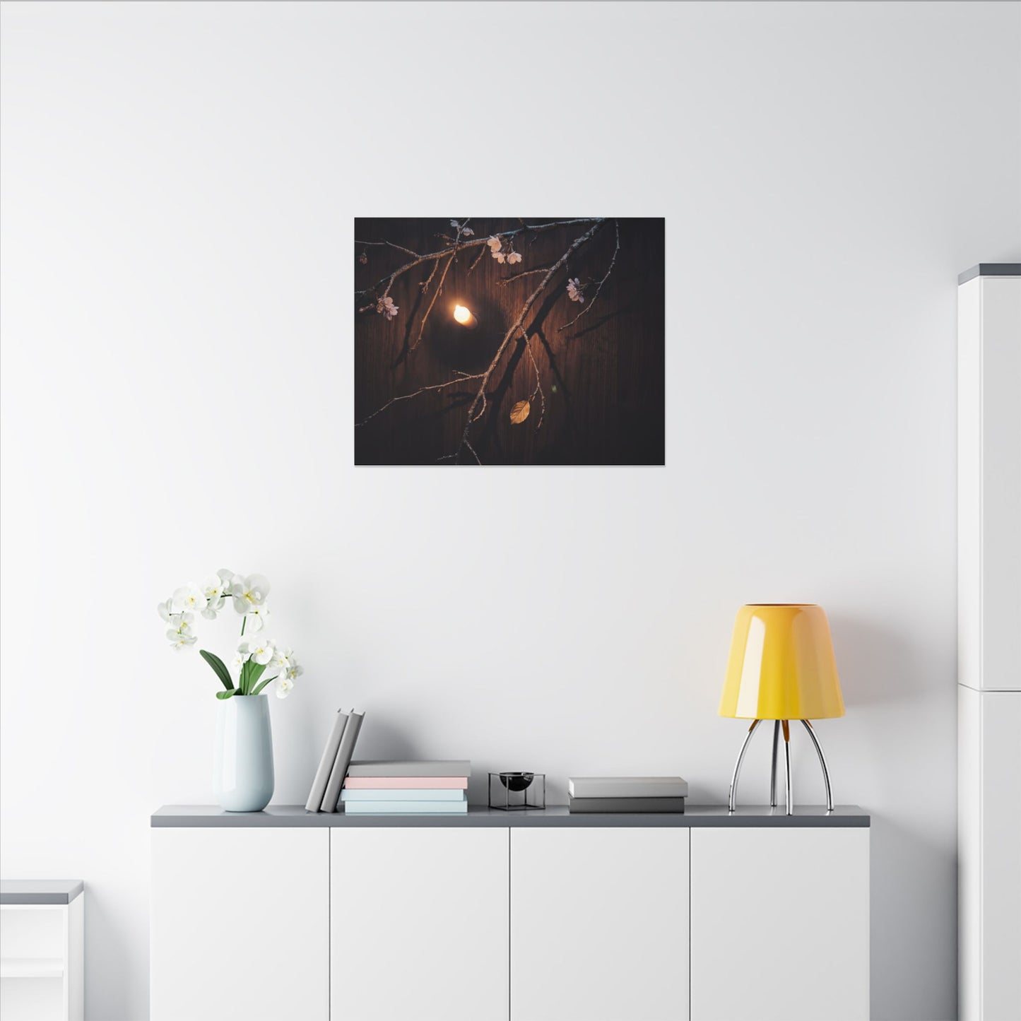 Datsuzoku Cherry Blossom Canvas Art - Dark Japandi Moody Minimal