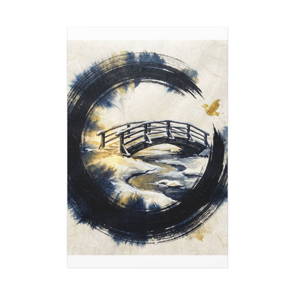 Autumn Ink Brushstroke Karesansui Canvas Art | Peaceful Decor