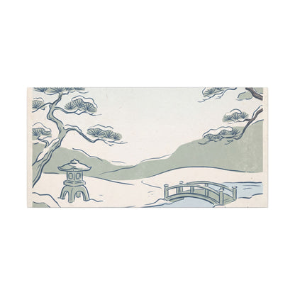 Japandi Moonlit Garden in Moonlight | Minimal Line Canvas Art
