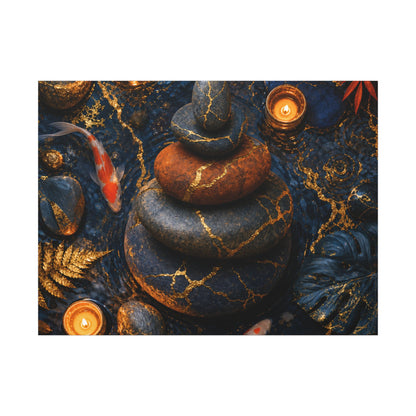 Summer River Stones Gold Vein Canvas Art | Resilient Decor