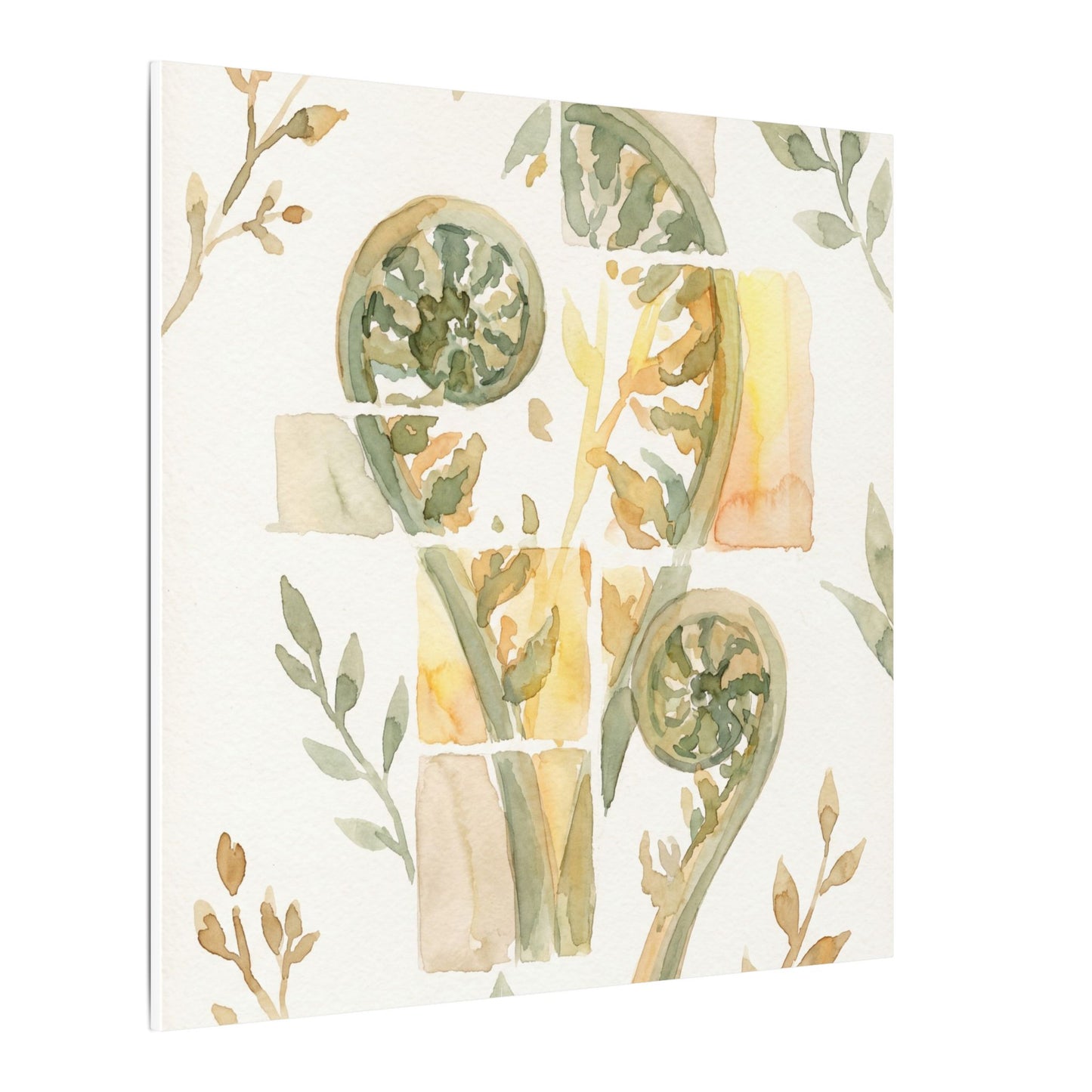Earthy Fern Unfurling Canvas Art - Watercolor Japandi