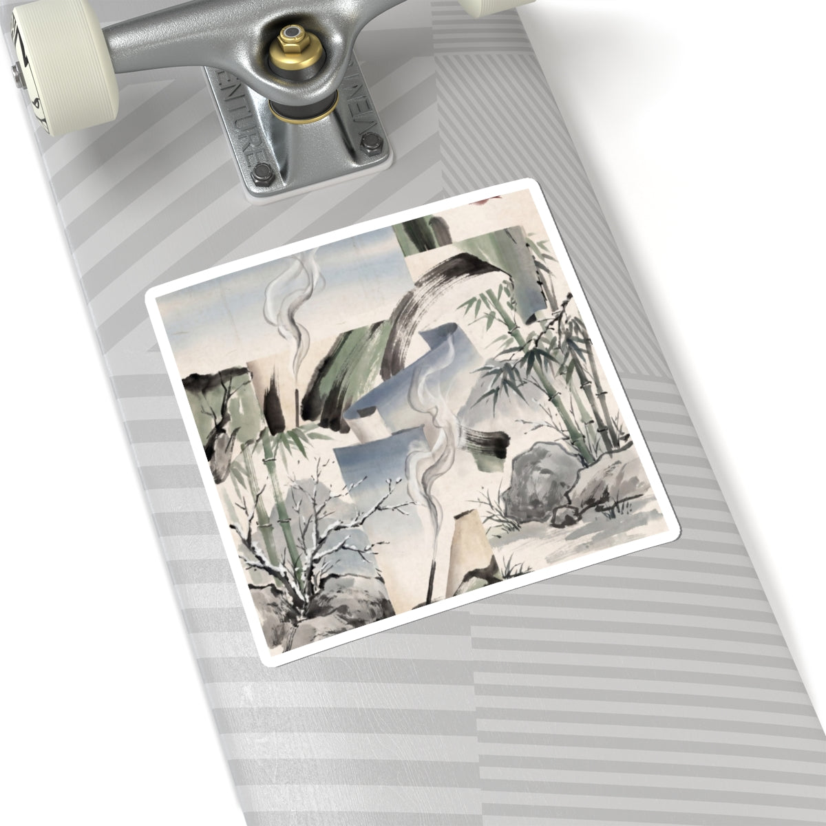Winter Incense Smoke Sumi E Sticker | Peaceful Decor