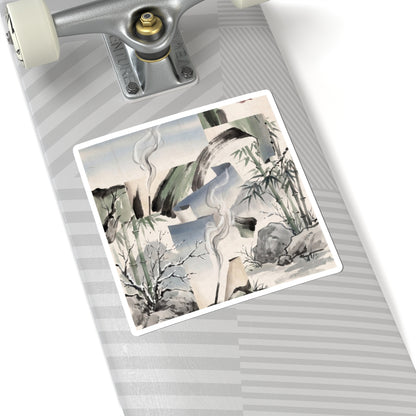 Winter Incense Smoke Sumi E Sticker | Peaceful Decor