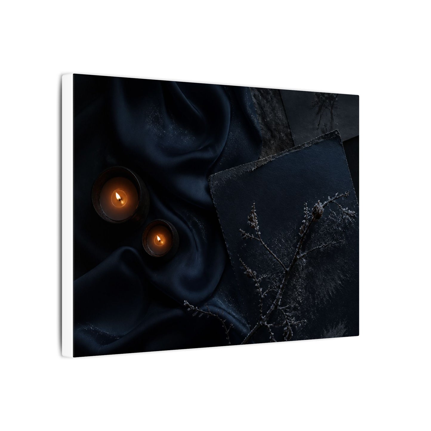 Candlelight Silk Drape Canvas Art - Dark Japandi Kanso