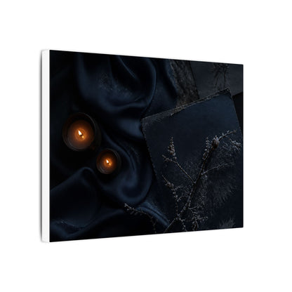 Candlelight Silk Drape Canvas Art - Dark Japandi Kanso
