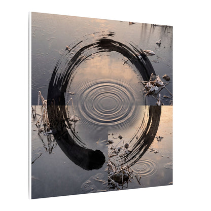 Winter Water Ripple Enso Canvas Art | Tranquil Decor