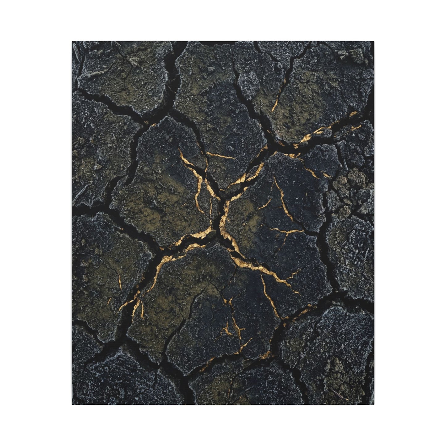 Overcast Cracked Earth Canvas Art - Dark Japandi Ma