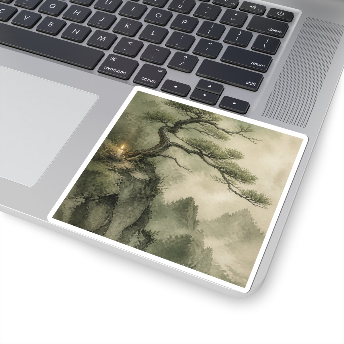 Pine Tree Watercolor Sticker | Neutral Japandi Art