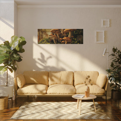 Spring Wild Mushrooms Herbarium Canvas Art | Earthy Decor